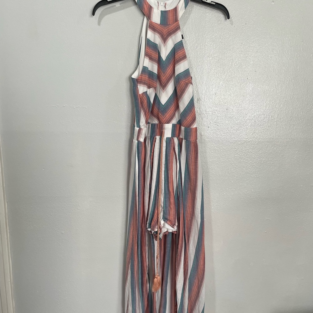 Crystal Sky long stripe formal walk romper shorts